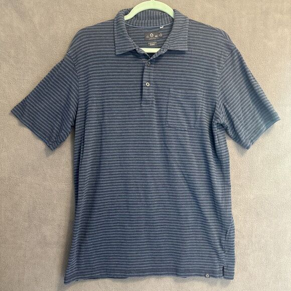 Tasc Coastal Collection Striped Polo Shirt Bamboo Mens Size M Blue Golf Stretch - Picture 1 of 8